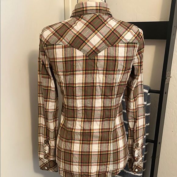 SOLD True Religion Plaid Pockets Button-Up Shirt Western Cowgirl Boho Festival - Picture 6 of 10